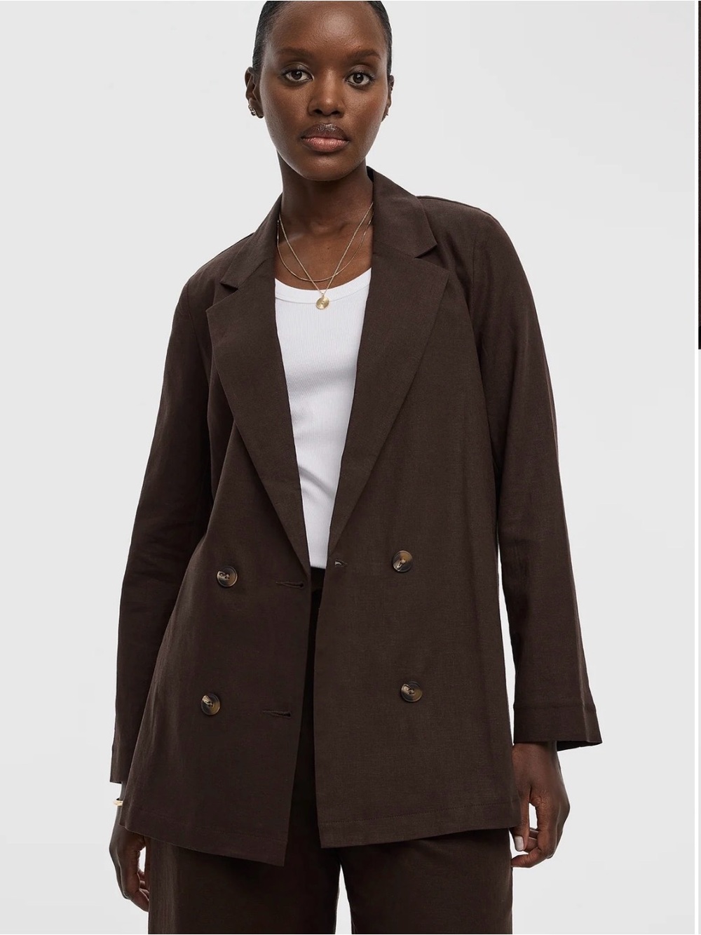 Reitmans Dark Brown Double-Breasted Women's Blazer